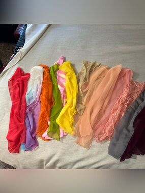 Sheer Chiffon Scarf Collection of 13 - Multi Color or for Crafts
